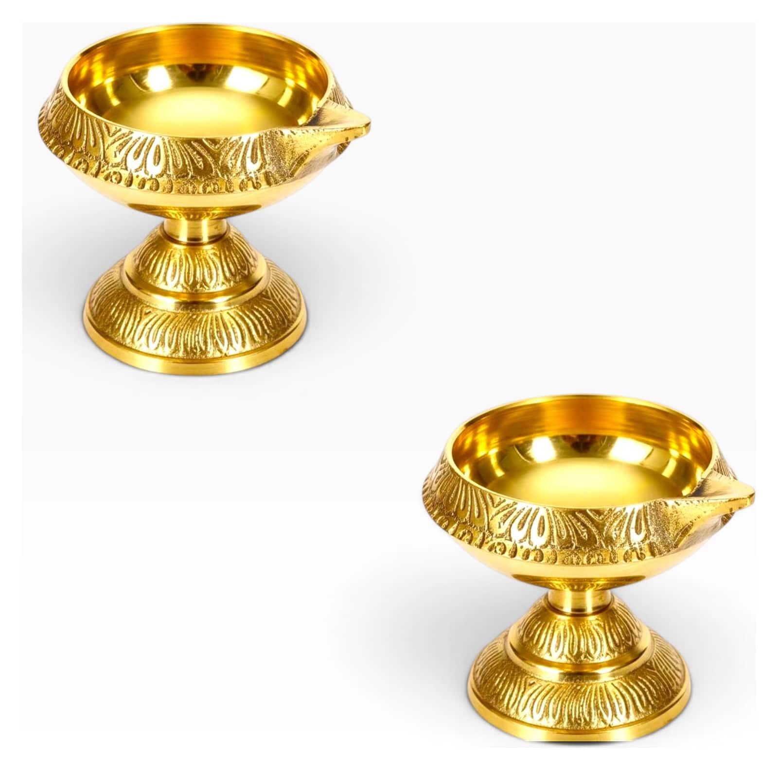 Brass Diya — brass, beside something familiar, for scale
