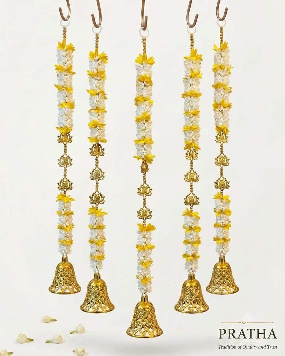 Jasmine garland with yellow bell — set of 5 · 2.5 ft tall, the Yellow option