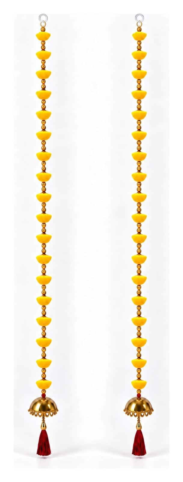 Pom-pom garland — textile · set of 2 · 5 ft tall, everything in the package, laid out
