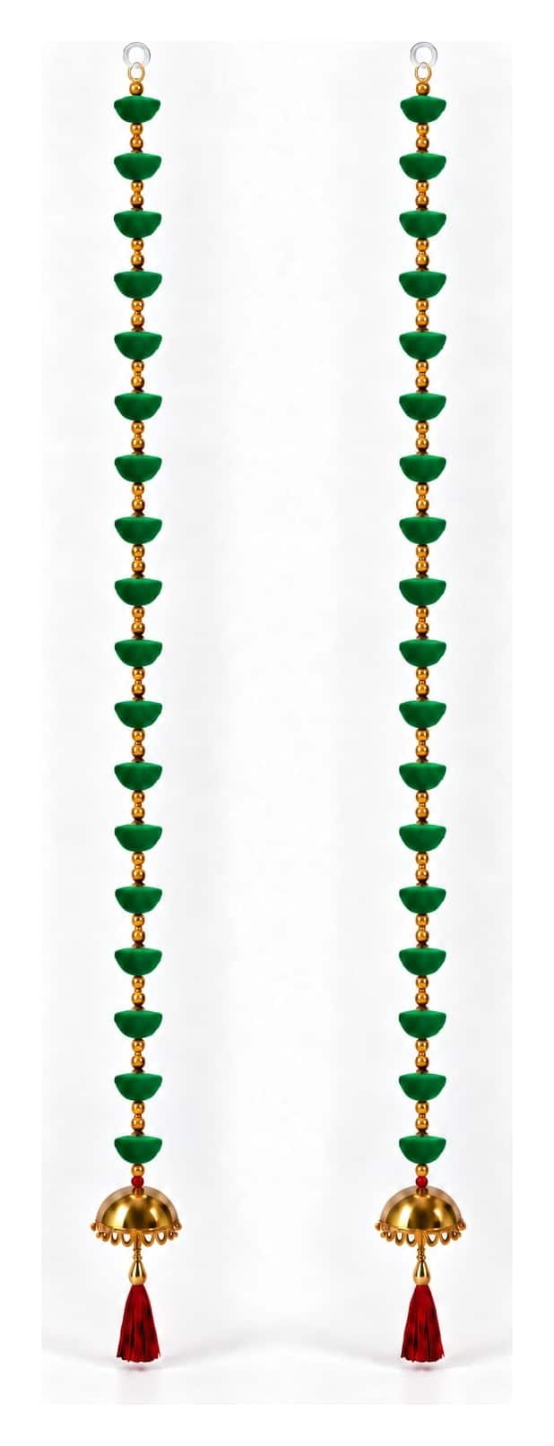 Pom-pom garland — textile · set of 2 · 5 ft tall, the Green option