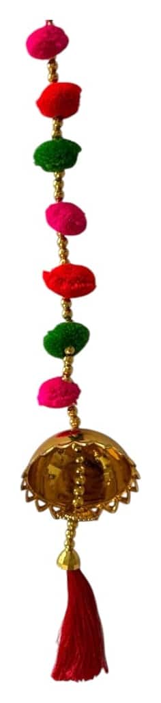 Red and green pom-pom garland — set of 2 · 5 ft tall, everything in the package, laid out