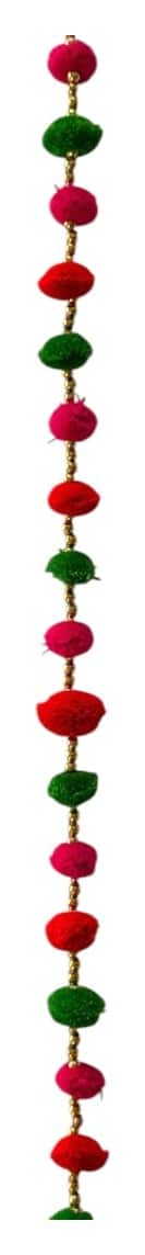 Red and green pom-pom garland — set of 2 · 5 ft tall, close on the finish